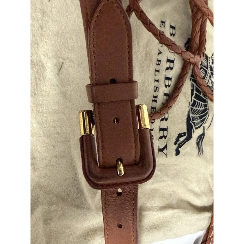 Burberry, Brown Braided Belt‎ W/Gold hardware, 40/100